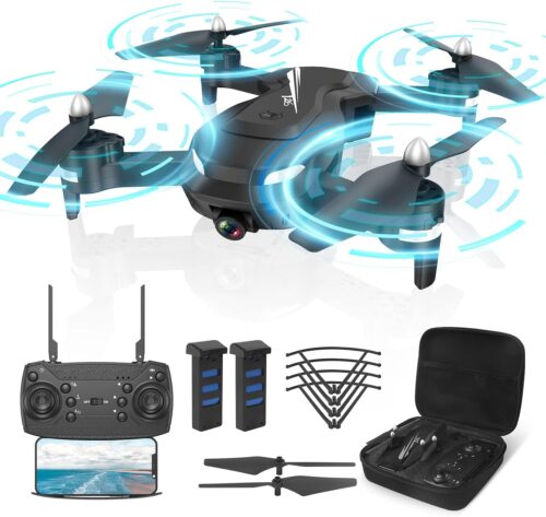Wipkviey T26 Drone, Quadcopter with 1080P Camera, RC Foldable FPV Drone with 2 Batteries, Gravity Control, One Button Start/Landing
