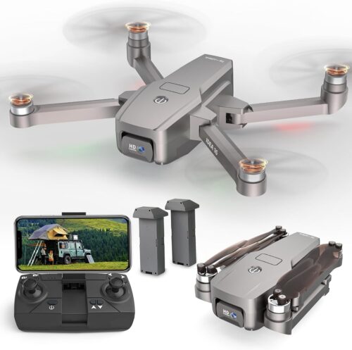 Idea16 UAV Brushless Motor Drone with 2 Cameras, 40 km/h, Max, Windproof, 4 Levels, 5 GHz, WiFi, FPV Drones with HD Camera, RC Quadcopter Drone for Children and Adults, 2 Batteries