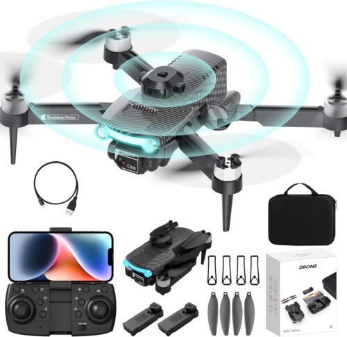 OBEST Drone with Camera 4K, RC Foldable FPV WiFi Live Transmission Drone, Obstacle Avoidance, Brushless Motor, 2 Batteries 28 Minutes, One Key Start/Landing, Headless Mode, Drone for Children