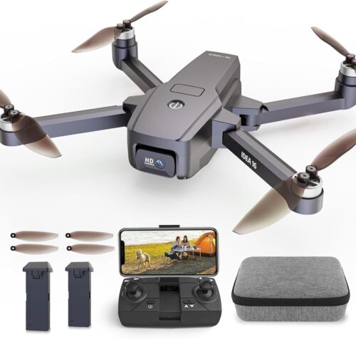 IDEA16 Drone with Adjustable 1080P Camera, 5GHz WiFi FPV Drones with 2 Cameras, Drone Speed 40 km/h, Brushless Motor, Drone 2 Batteries with 30 Minutes Flight Time, IDEA16 Drone 2023 Model