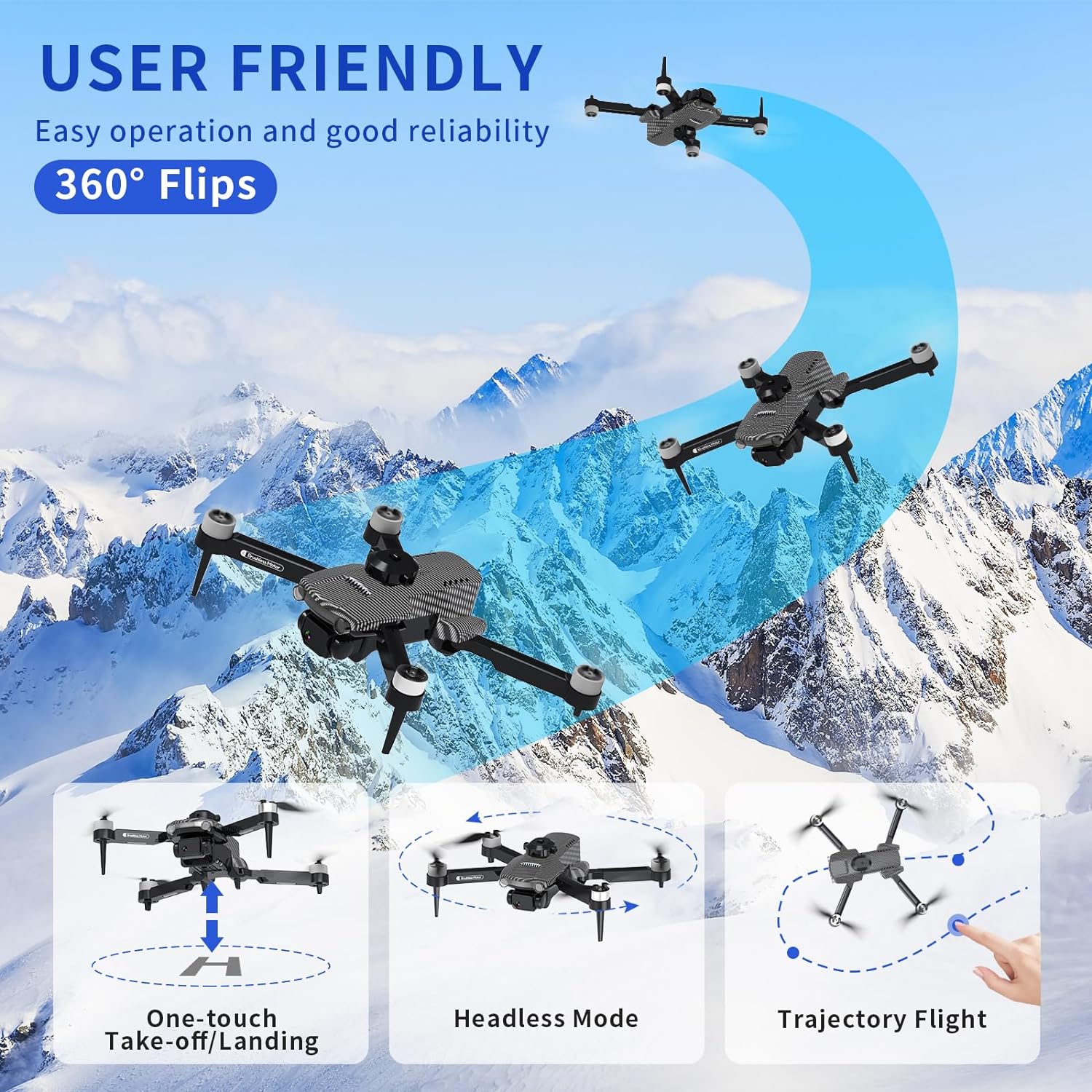 OBEST Drone with Camera 4K, RC Foldable FPV WiFi Live Transmission Drone, Obstacle Avoidance, Brushless Motor, 2 Batteries 28 Minutes, One Key Start/Landing, Headless Mode, Drone for Children - Image 7